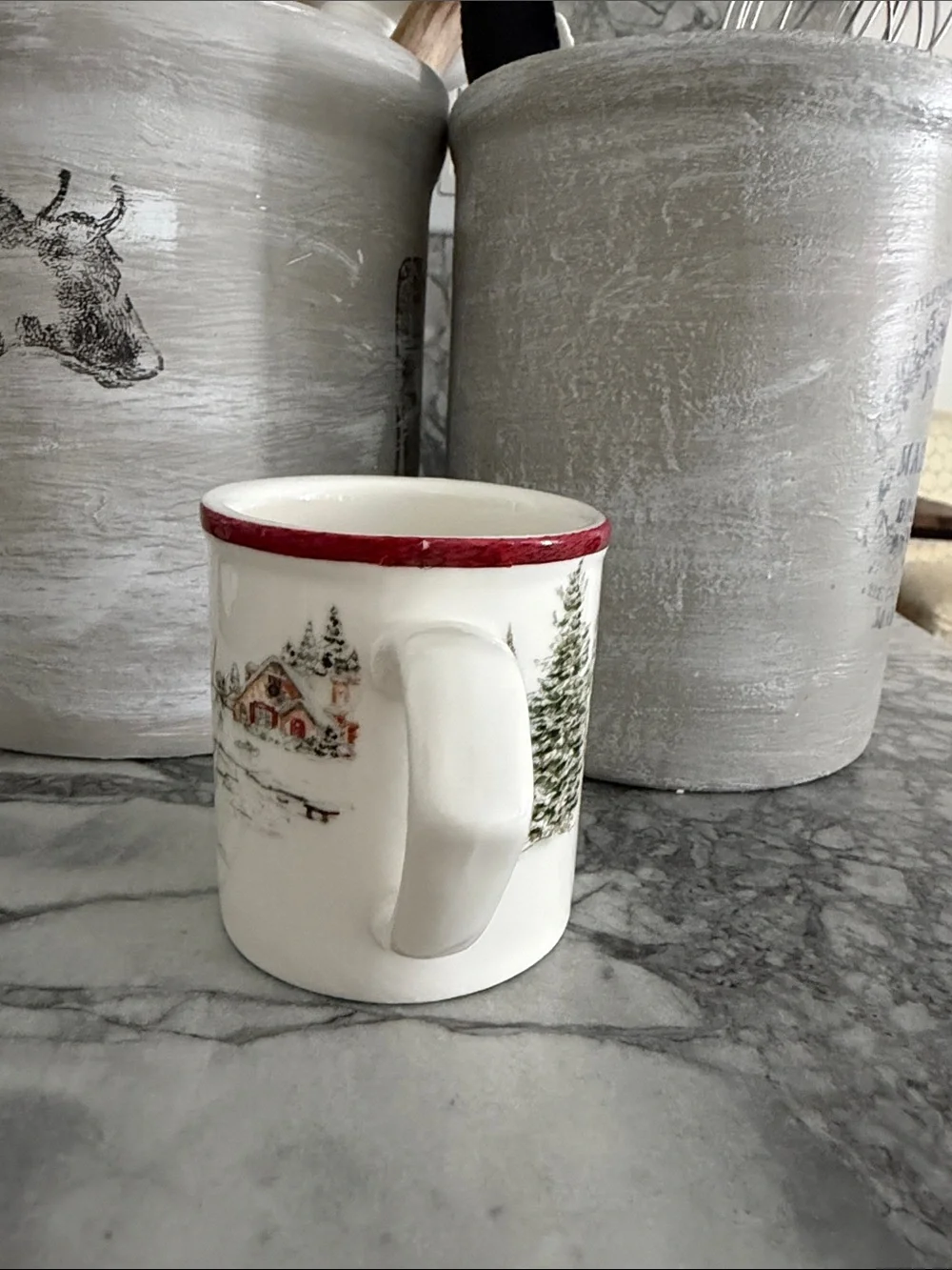 Williams Sonoma Small Earthenware Vintage Inspired Snowman Christmas Mug